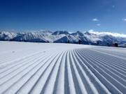 Freshly groomed slopes in St. Moritz