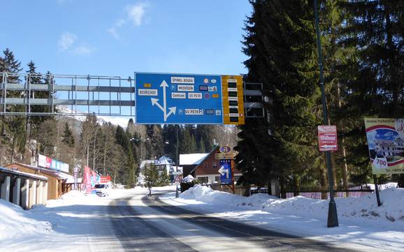 Sudetes (Sudety): access to ski resorts and parking at ski resorts – Access, Parking Špindlerův Mlýn