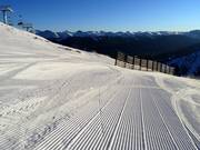 Freshly groomed slope in the Marmot Basin ski resort