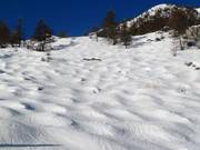 Mogul slope in the ski resort