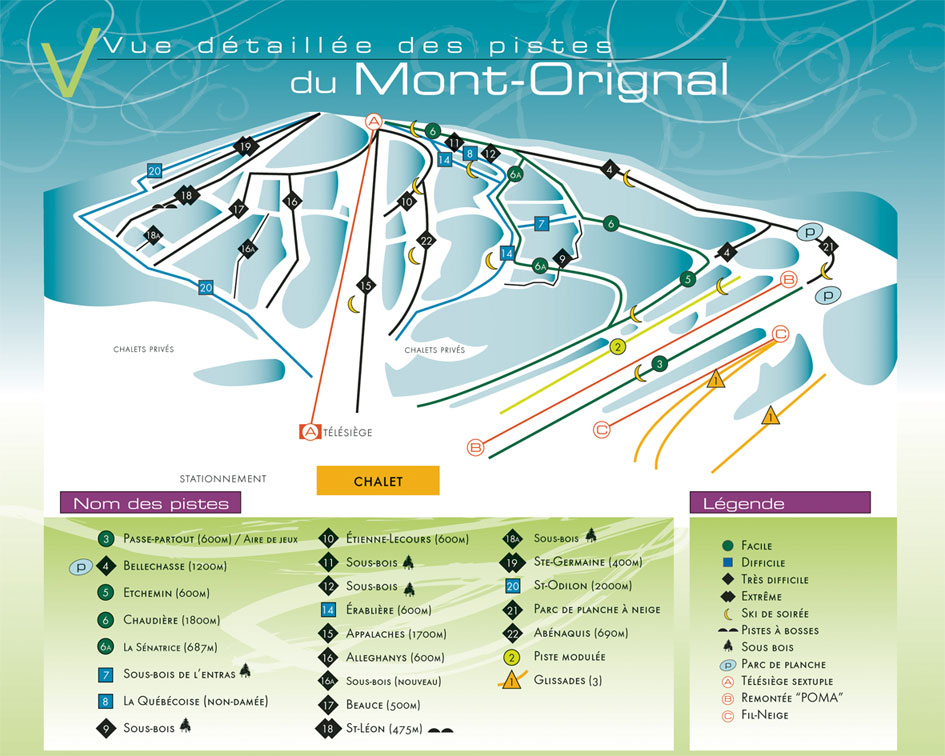 Trail map Mont Orignal Lac Etchemin