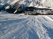 Moderately groomed slope in the Maloja ski area