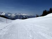 Groomed slope in the ski resort of Grüsch Danusa