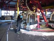 Staff sweep out the gondolas