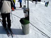 Trash bins in the ski area