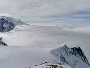 View from the mountain station over the Vallée de Chamonix