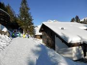 Mountain lodges near the top station of the gondola lift