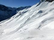 Ungroomed open ski area at the Pleusbahn