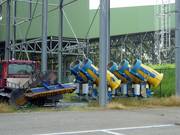 Snow cannons wait for the next job in the ski hall