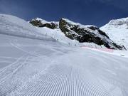 Groomed slope in Saas-Fee
