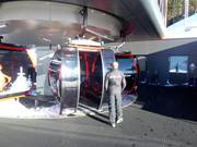 Staff is present at the gondola lift