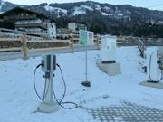 Electric charging station at the valley station of the Spieljochbahn in Fügen