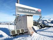 Top of SkiWelt 1,869 metres