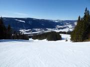 Ski resort of Hafjell with view into the Gudbrandsdalen valley