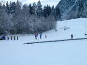 Conveyor belt and rope lift at the Wankalm