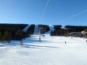 View of the more challenging slopes in Lindvallen