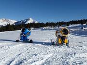 Efficient snow cannons in the ski resort of Jochgrimm (Passo Oclini)
