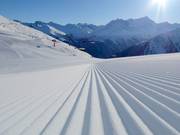 Perfectly groomed slope in the Grimentz/Zinal ski area