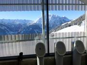 Sanitary facilities at the mountain station of the Penkenbahn, including an impressive panoramic view