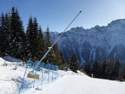Snowmaking on the valley run to Falcade
