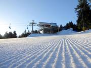 Perfectly groomed slope in the Zieleniec ski area