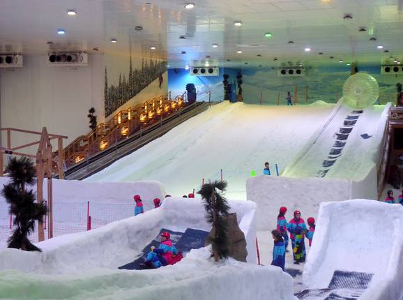 View of the former ski slope in the Snow City Egypt indoor ski hall