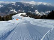 In the morning, the slopes are very well groomed.