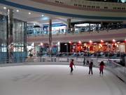 The ice skating rink above the entrance to the ski hall