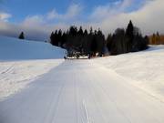 Before night skiing, the Wenzelwiese is perfectly groomed.