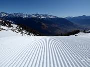 Perfect slope grooming in the Watles ski area