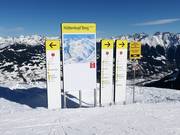 Clear signage including piste map