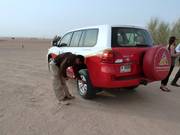 Before heading into the desert, some air is let out.