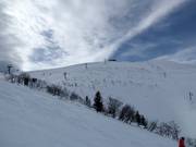 Powder slopes below the summit of Bjelašnica