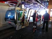 Skis are handed over at the gondola lift.