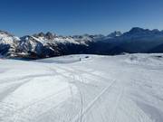 Perfectly groomed slopes in the San Pellegrino ski area