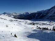 View over the ski area at Passo San Pellegrino