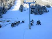 The snow cannons at Sun Peaks await their next job
