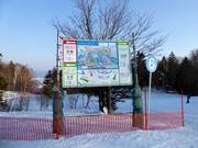 Piste map and slope signposting in the ski resort of Furano