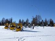 Snow cannons are waiting for their next use
