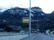 Ski bus stop at the valley station in Meiringen