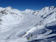 Descent from the Eggishorn with a view of the Aletsch Glacier