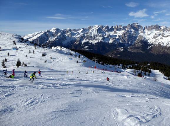 Ski resort of Paganella with view of the Brenta Dolomites (Dolomiti di Brenta)