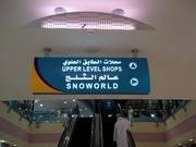 Signs for the Snoworld in the Marina Mall