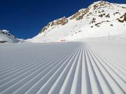 Perfectly groomed slope in the ski resort of Grimentz/Zinal