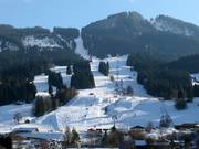 View of the Nesselwang ski area below the Alpspitze