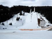 View of the Olympic ski jumping hills