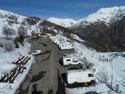 Motorhome parking at the entrance to the village