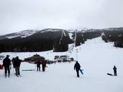 View from the base station over the ski resort of Lake Louise