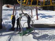 Staff provide assistance at the chairlifts