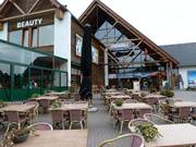 The terrace at the ski hall